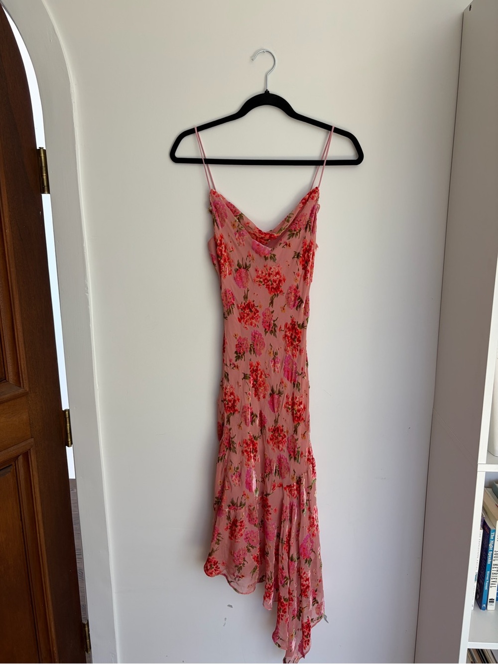 Rare Vintage Betsey Johnson Pink Floral Burnout Velvet Bias Slip Midi Dress - Picture 1 of 7